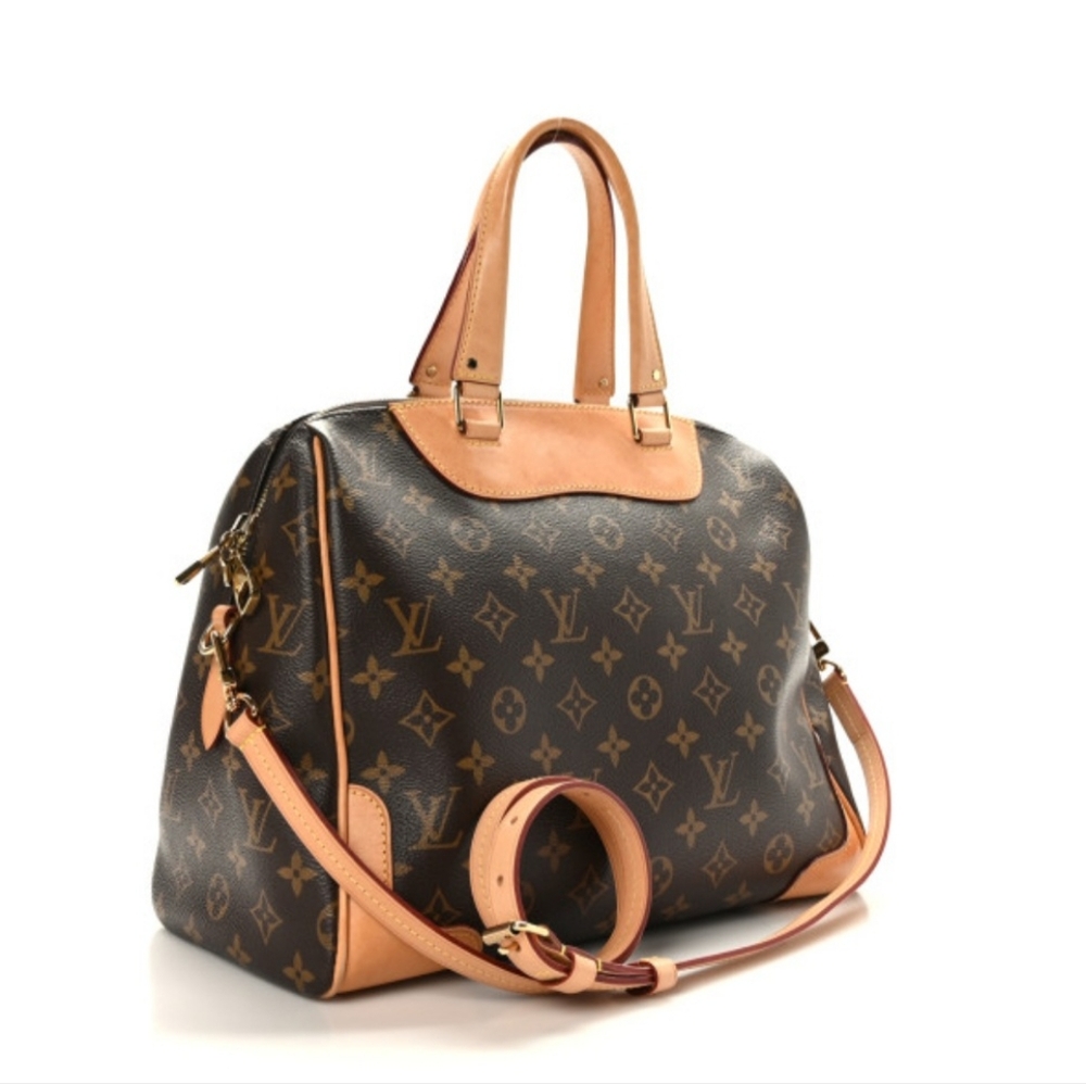 Louis Vuitton Brown and Tan Satchel with Monogram Design